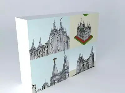 Four photographs of my model of the temple in Salt Lake City,... Free 3D model