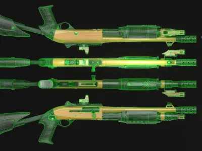 Benelli M3A1 Pack - ADF Combat Shotgun System - Game Asset Low-poly 3D model