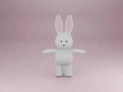 3d character with a head like a rabbit Low-poly 3D model