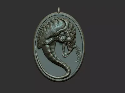Alien Pendant 3D print model buy