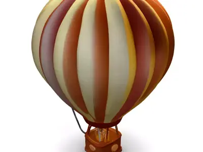 Low Poly Cartoon Hot Air Balloon Low-poly 3D model