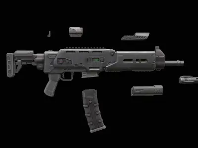 Sci-Fi Rifle - Minotaurus Low-poly 3D model