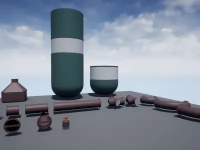 Modular Pipeworks Low-poly 3D model