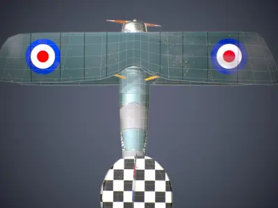 Sopwith camel English ww1 plane  Low-poly 3D model