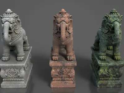 Ancient Khmer Statue19-250523 Low-poly 3D model