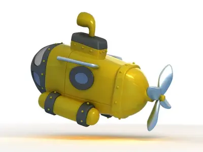 submarine cartoon military toy yellow industrial ship nautical 3D model