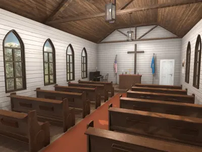 Rural Church Low-poly 3D model