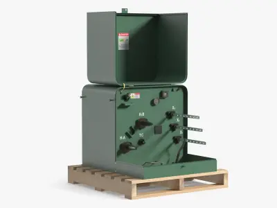 Single Phase Pad Mounted Transformer on Pallet 3D model
