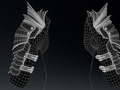  Female Knight Shoulder Armor Set MidPoly 3D model