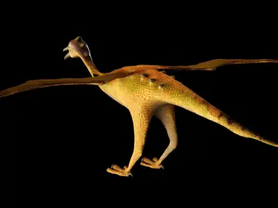Dino yellow with wings Low-poly 3D model