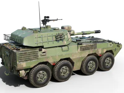 4 coatings of PLA Army PLL09 Wheeled self-propelled howitzer Low-poly 3D model