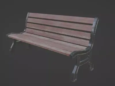 Old Bench Low-poly 3D model