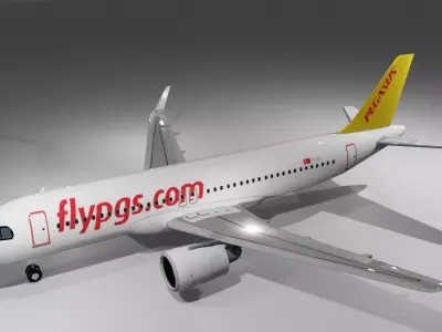Pegasus airlines airbus a320neo low poly 3d model and cockpit Low-poly 3D model