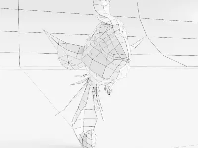 Bird low poly 3d model colorful origami flying in air Low-poly 3D model