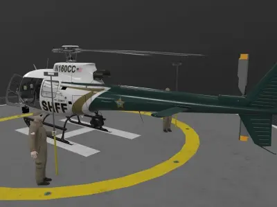  AS-350 Hillsborough County Sheriff Animated Low-poly 3D model