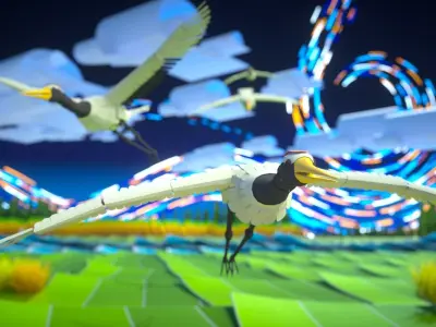 Stylized Stork - Animated Model 3D model