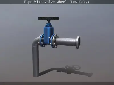 Pipe With Valve Wheel Low-Poly Low-poly 3D model