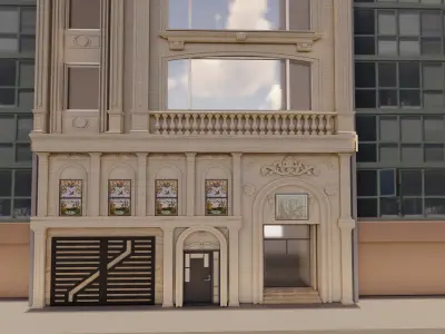 Classic stone facade-Building Classic Facade Element 3D model