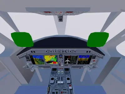 Cockpit Embraer 175 E-2 Low-poly 3D model