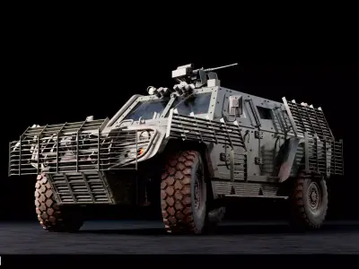 COBRA II Military Armored Vehicle - Game Ready 3D Model Low-poly 3D model