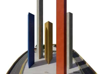 Satelite Towers Low-poly 3D model