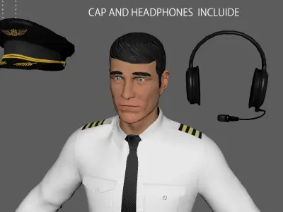 Airline captain Low-poly 3D model