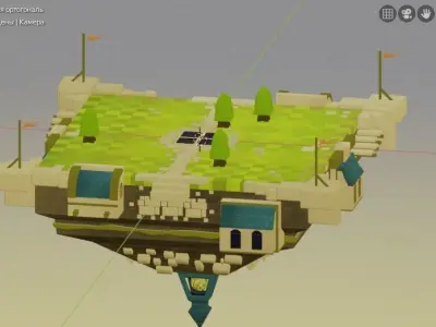 Game scene arena castle model Low-poly 3D model