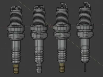 Four different spark plugs 3D model