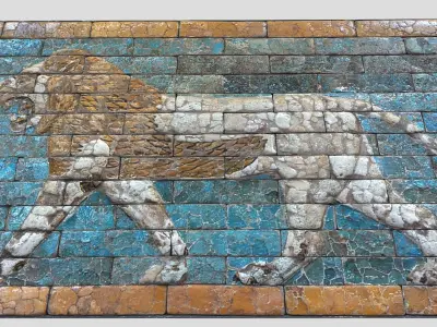Babylonian lion-relief- Ishtar Gate Low-poly 3D model