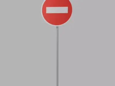 No Entry Road Sign Free Free low-poly 3D model