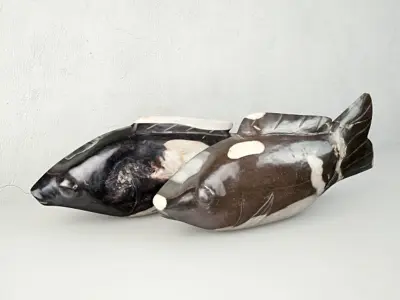 Hand Carved Petrified Wood Koi Fish 4 3D model