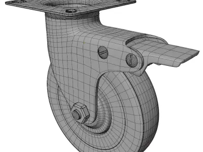 Heavy Duty Swivel Castor Wheel with Mounting Plate 3D model