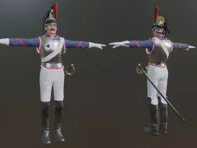 Napoleonic Cuirassier T-Pose 3D model