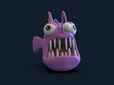 Evil Fish Toon Low-poly 3D model