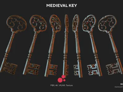Medieval Keys Set 04 AR low-poly 3D model Low-poly 3D model