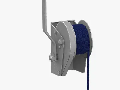 Manual Winch Crank With Cord 3D model