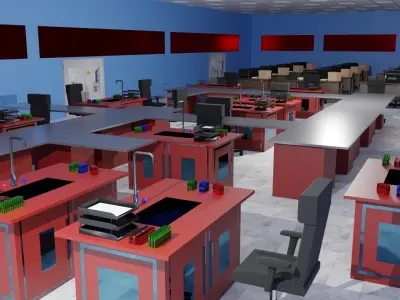 Laboratory Interior Low-poly 3D model order