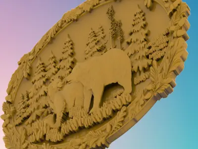 Bears panel 3D MODEL STL FILE FOR CNC ROUTER LASER 3D print model