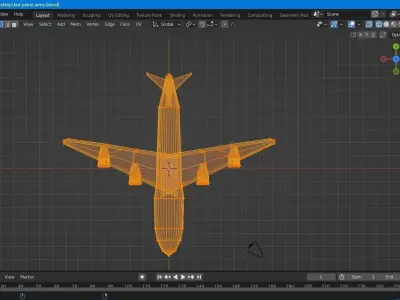 Aeroplan four engine air bus  Low-poly 3D model