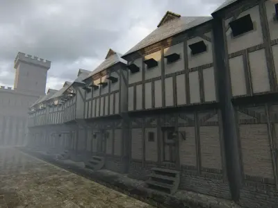 Medieval European Street Low-poly 3D model