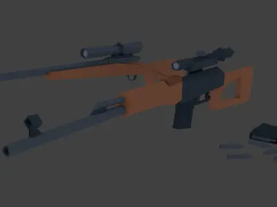 Dragunov Sniper Rifle Low Poly Free low-poly 3D model