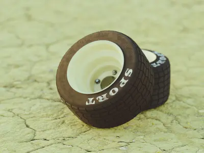 Wheel and tire for golf cart or other vehicle 3D model