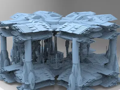 Dark Elven Sci-Fi City Base 2 3D model