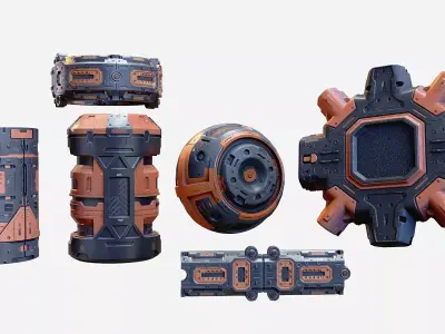 Sci-Fi Industrial Props  Low-poly 3D model