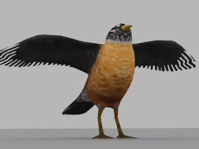 animated low-poly bird  Low-poly 3D model