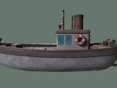 Stylized Low-poly Boat Low-poly 3D model