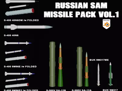 Russian SAM Missiles Pack Vol 1 Low-poly 3D model