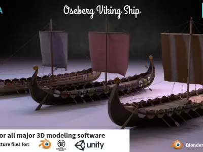 Oseberg Viking Ship Low-poly 3D model Low-poly 3D model
