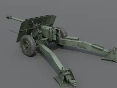 Ordnance QF 17-Pounder Anti-Tank Gun Low-poly 3D model