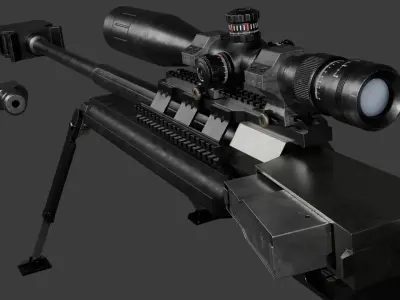 Steyr HS 50 M1  50 BMG anti-material  sniper rifle Low-poly 3D model